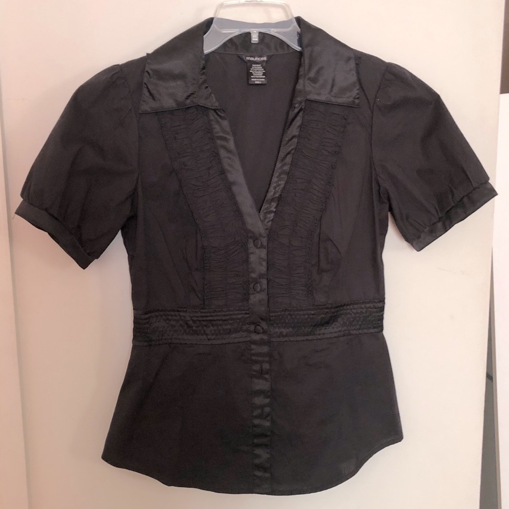 Black Tuxedo Style Blouse